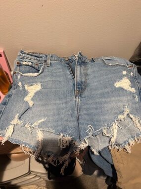 Abercrombie and fitch Light Blue Distressed Denim Shorts